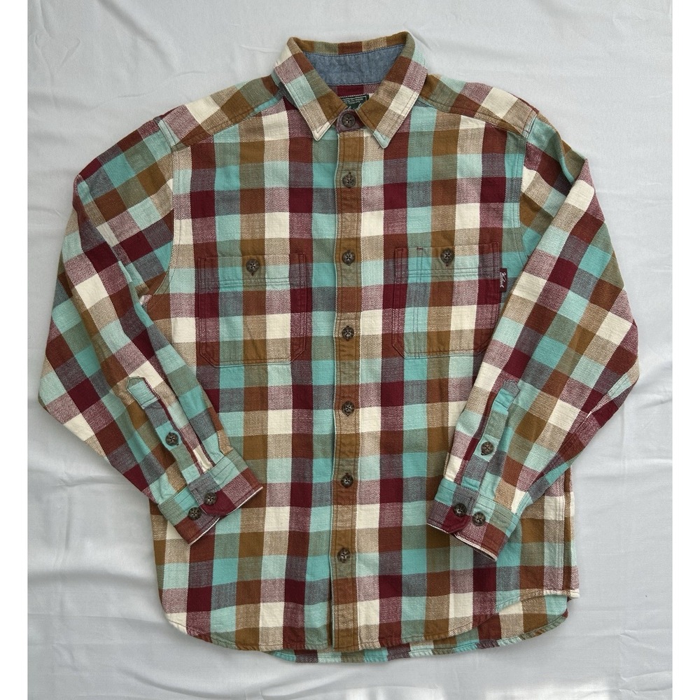 Woolrich Mens Large Plaid Flannel Button Down Shirt Multi Color Cotton 2 - Picture 6 of 11